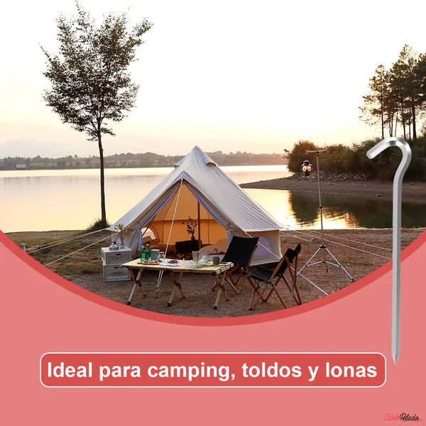 12 Piquetas De Camping Rígidas De Aluminio Para Terrenos duros, Ideales Para Camping, Toldos, Lonas