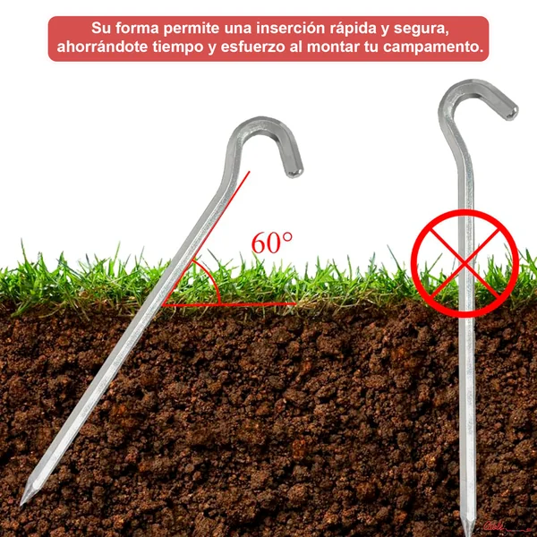 12 Piquetas De Camping Rígidas De Aluminio Para Terrenos duros, Ideales Para Camping, Toldos, Lonas