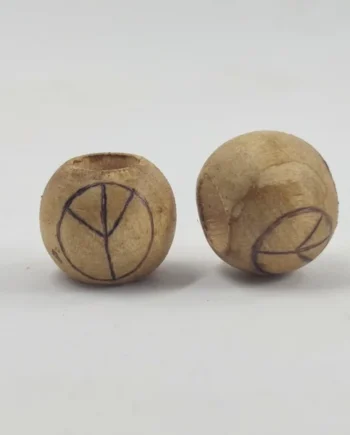Abalorio Paz Pirograbado en Madera