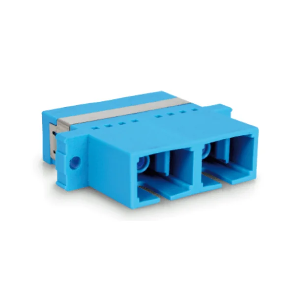 Acoplador de fibra optica SC a SC monomodo duplex Azul