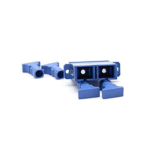 Acoplador de fibra optica SC a SC monomodo duplex Azul