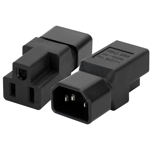 Adaptador alimentacion C14 macho a Nema 5-15R Negro