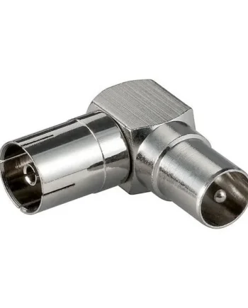 Adaptador antena coaxial macho - hembra en angulo recto Gris