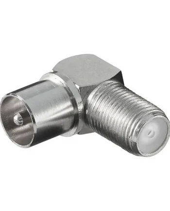 Adaptador antena tipo F hembra a coaxial macho 90 grados Gris