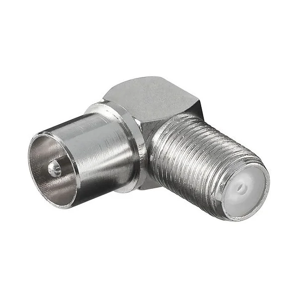 Adaptador antena tipo F hembra a coaxial macho 90 grados Gris