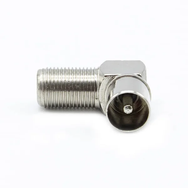 Adaptador antena tipo F hembra a coaxial macho 90 grados Gris