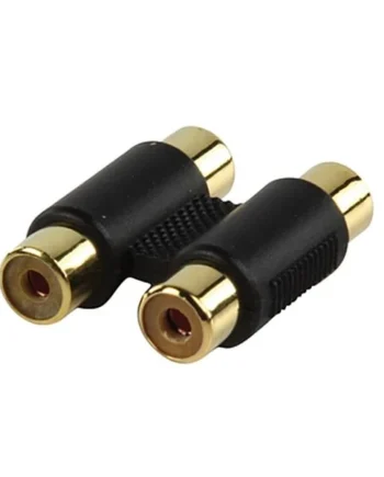 Adaptador audio 2x RCA hembra dorado Negro