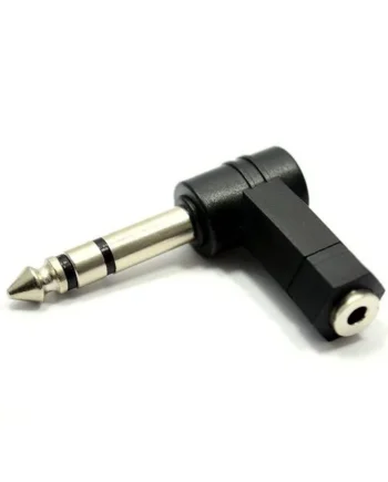 Adaptador audio 3.5 mm hembra a 6.35 macho acodado Negro
