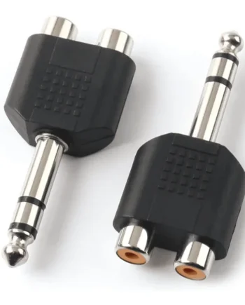 Adaptador audio estereo 2xRCA/H - JACK 6.35/M Negro