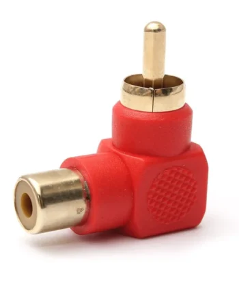 Adaptador audio estereo RCA angular 90 Rojo