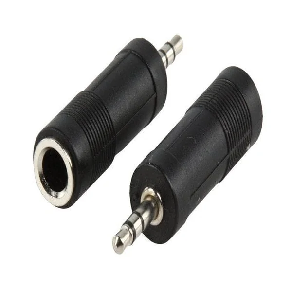 Adaptador audio jack 6.35 mm Hembra a 3.5 mm macho Negro