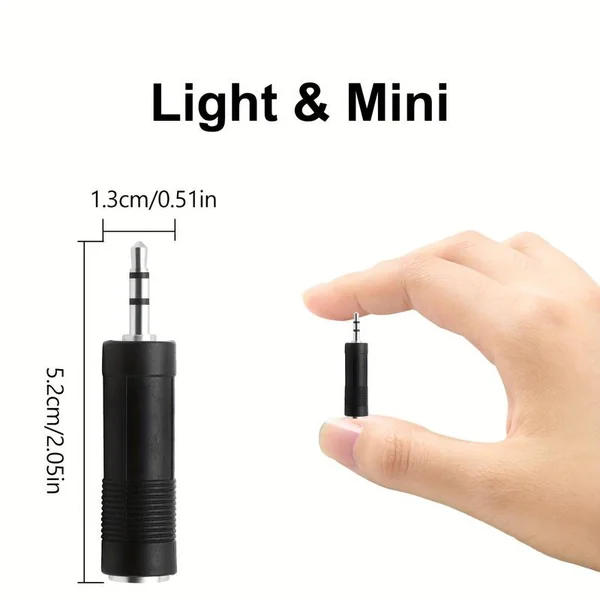 Adaptador audio jack 6.35 mm Hembra a 3.5 mm macho Negro