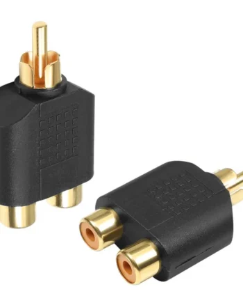 Adaptador audio mono 2xRCA/H-RCA/M DORADO Negro