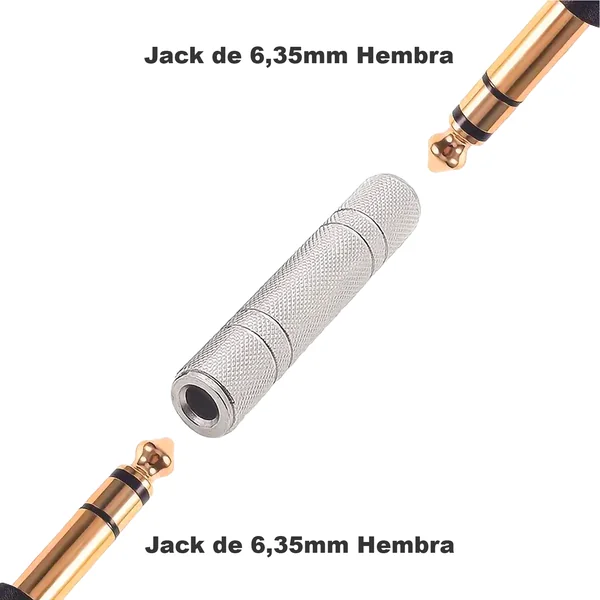 Adaptador audio mono JACK 6.35/H - JACK 6.35/H Gris