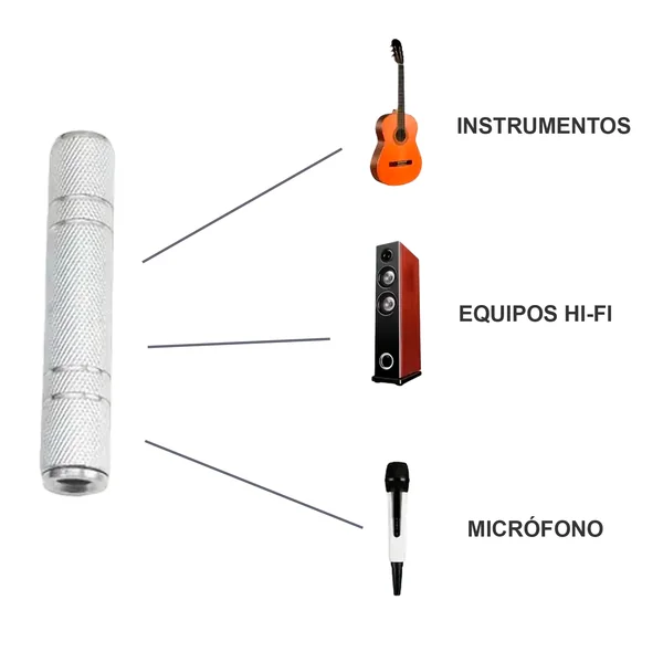 Adaptador audio mono JACK 6.35/H - JACK 6.35/H Gris