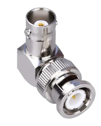 Adaptador BNC acodado macho a hembra Gris