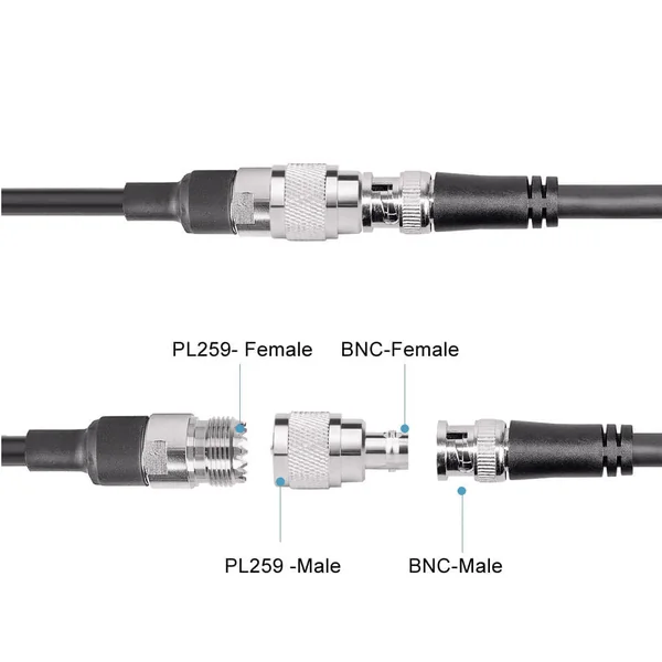Adaptador BNC hembra - PL259 Macho UHF Gris