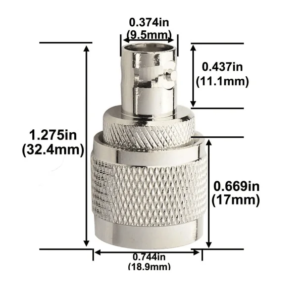 Adaptador BNC hembra - PL259 Macho UHF Gris
