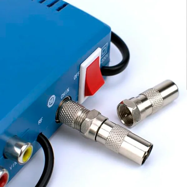 Adaptador coaxial macho a tipo f macho Gris