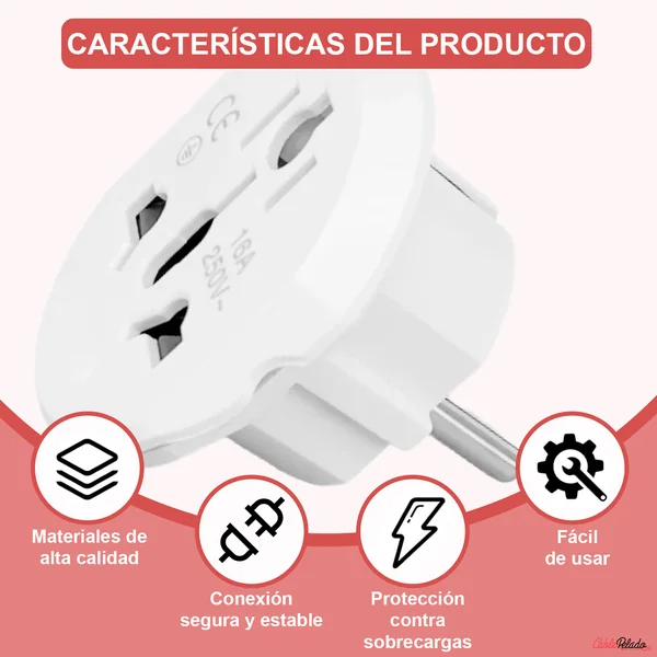 Adaptador de Viaje Universal de Enchufe EU a UK V2 Blanco