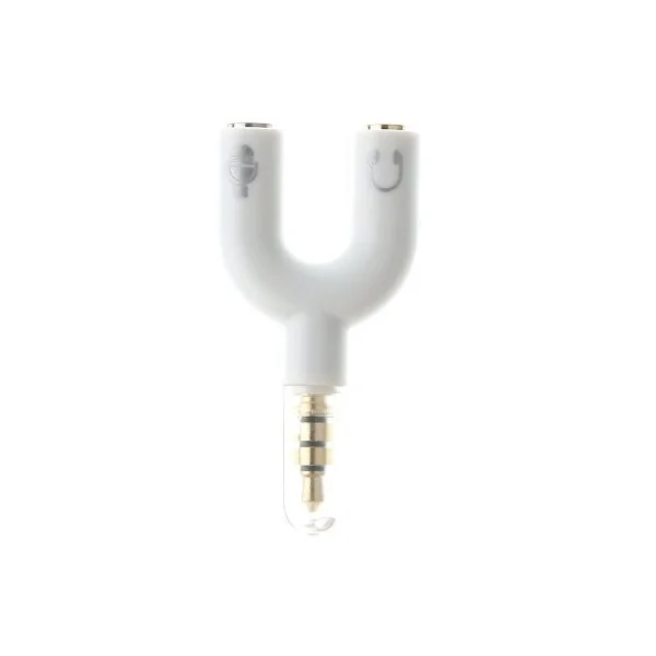 Adaptador divisor para auriculares y microfono jack 3.5 de 4 Blanco