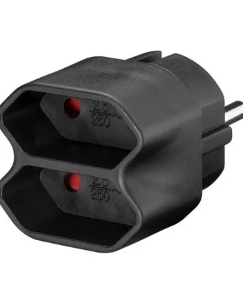 Adaptador doble de Enchufes Europeo Negro