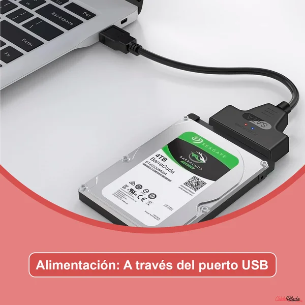 Adaptador USB 3.0 a SATA para HDD y SSD de 2,5 Pulgadas 0.30 M Negro