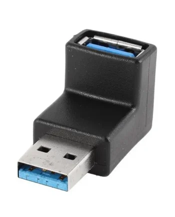 Adaptador USB 3.0 macho a hembra acodado 90 grados Negro