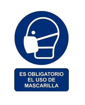 Adhesivo Obligatorio El Uso de mascarilla vinilo 20x30 cm Azul