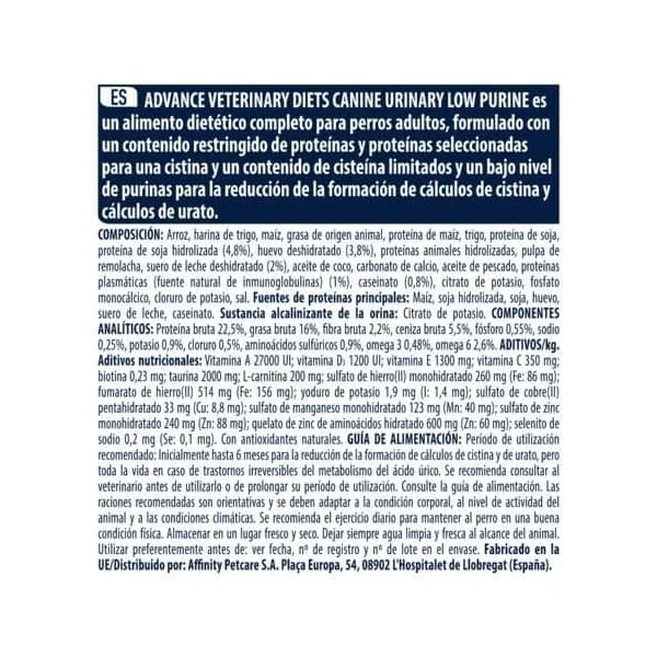 Advance Urinary Low Purine Leishmaniasis para perros 12 kg