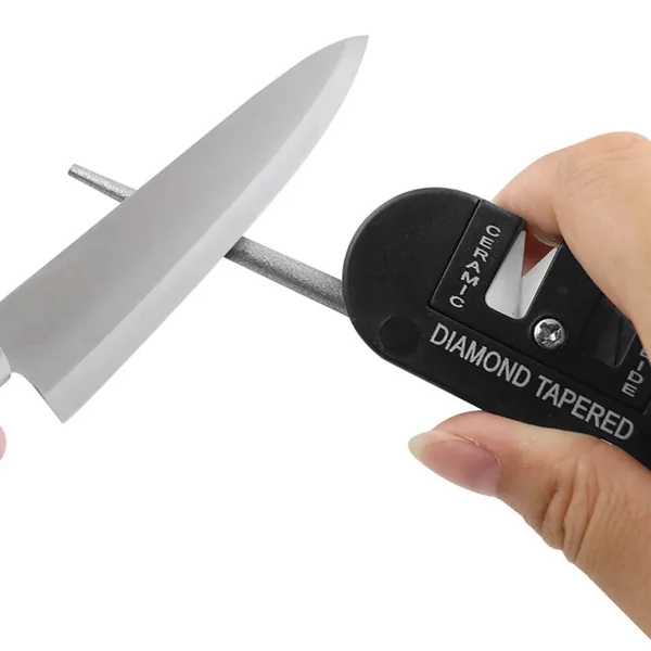 Afilador de cuchillo portatil 4 en 1 Negro