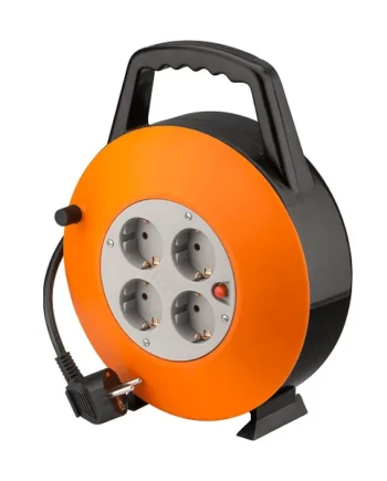 Alargadera electrica 4 tomas schuko 15 M Naranja
