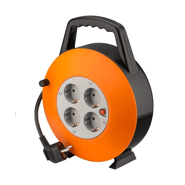 Alargadera electrica 4 tomas schuko 15 M Naranja
