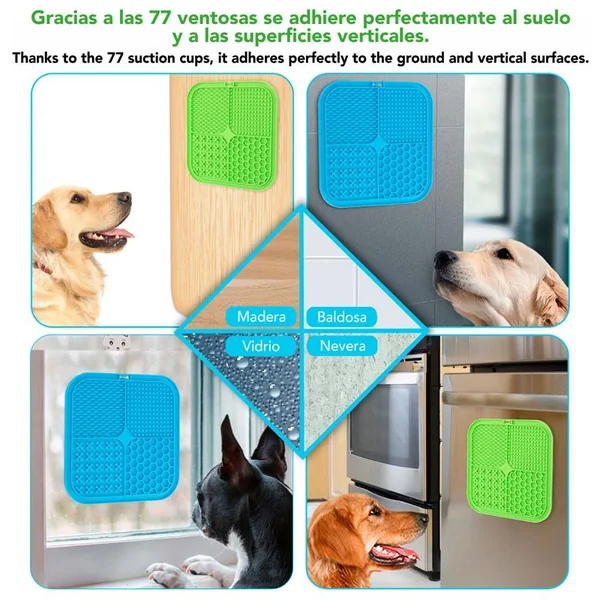 Alfombrilla de lamido verde para perros y gatos