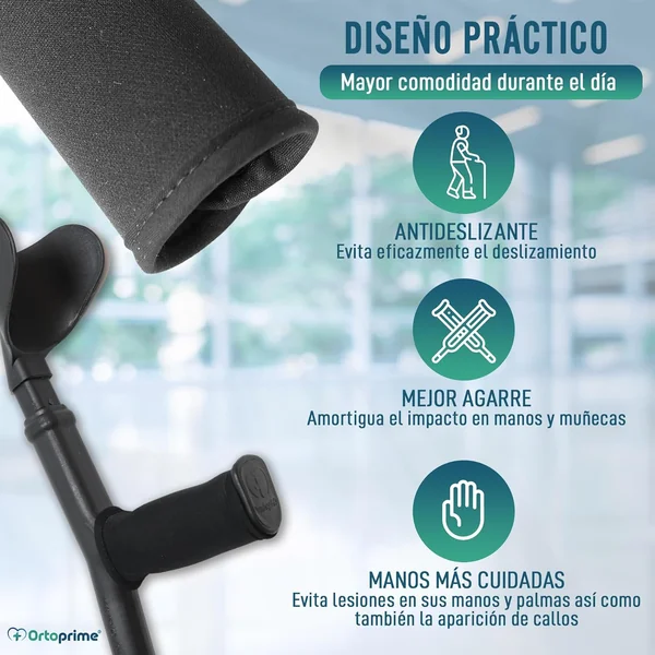Almohadillas Muletas Acolchadas Velcro Ajustable | 2 Unidades