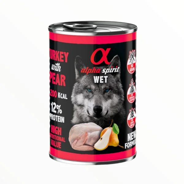 Alpha Spirit Comida Húmeda Pavo y Pera para Perros — Alimento Completo