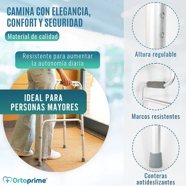 Andador Ancianos sin Ruedas | Caminador Adultos Aluminio Plegable