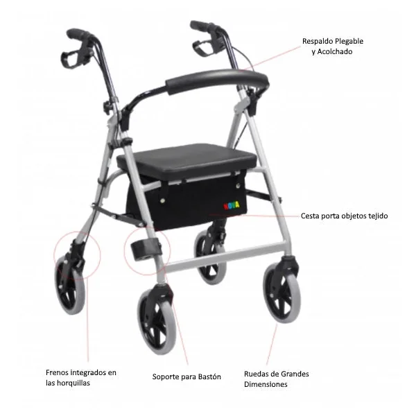 Andador Caminador Clásico de Aluminio | Plegable y Maniobrable