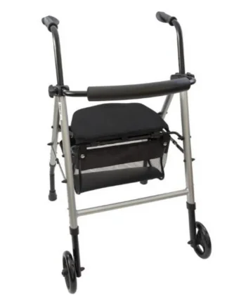 Andador Caminador Plegable con Asiento Acolchado y Cesta