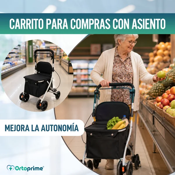 Andador Carrito de Compra con Asiento | Ayuda Vida Diaria