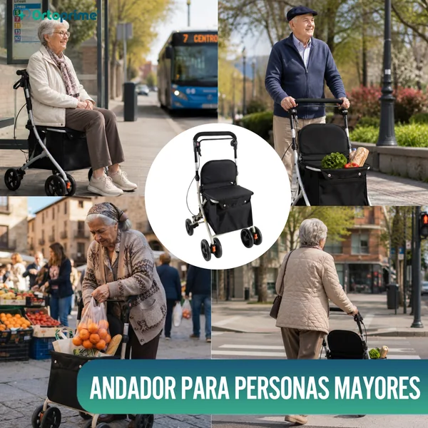 Andador Carrito de Compra con Asiento | Ayuda Vida Diaria