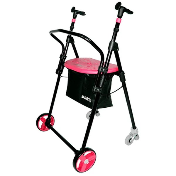 Andador con Asiento Respaldo Plegable y Regulable en Altura