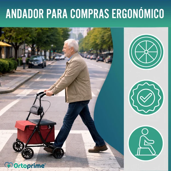 Andador con Carro de la Compra Plegable | Asiento Incorporado