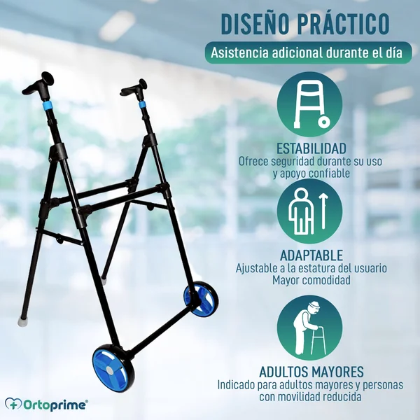 Andador con Ruedas Delanteras Plegable Regulable en Altura