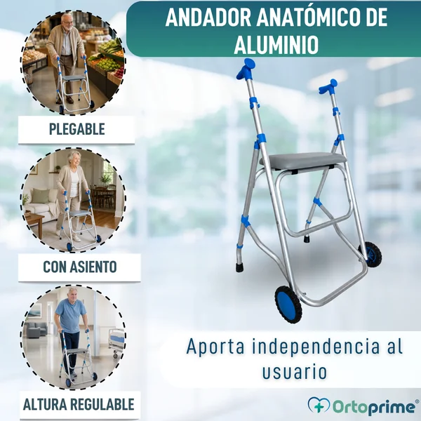 Andador de Aluminio Plegable con Asiento