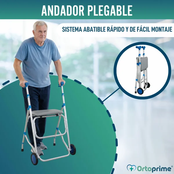 Andador de Aluminio Plegable con Asiento