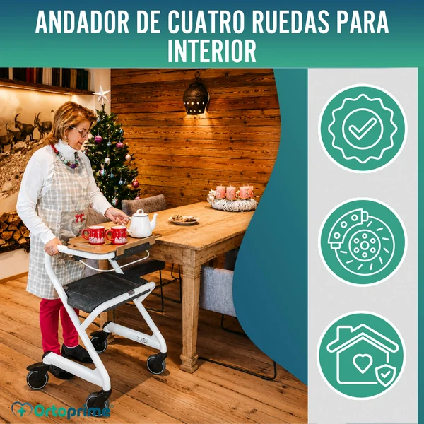 Andador Rollator con Asiento y Freno Central | Uso Interior