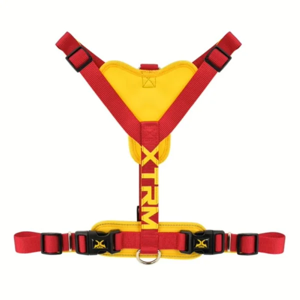Arnés X-TRM Cronos Neon Flash en H Rojo para Perros – Antitirones, Ajustable y Reflectante