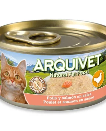 Arquivet Pollo y salmón en salsa para gatos-Lata 80 g