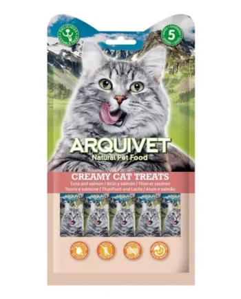 Arquivet Snack Líquido de Atún y Salmón para Gatos – Creamy Treats 5 x 14 g